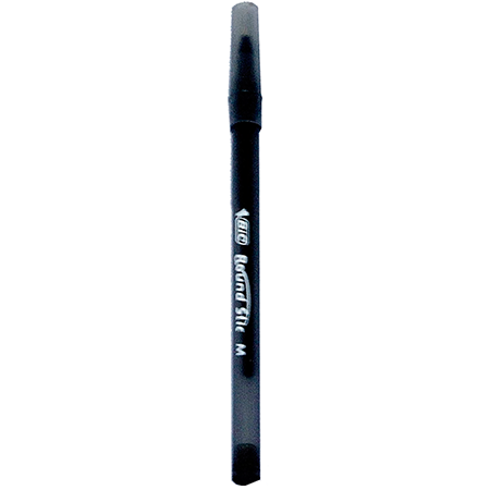 Misprint Pens Wholesale Lot – 100 Ballpoint Pens, Black Ink, Bic Round Stic Style – Hildbrandt